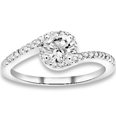 0.66 ctw 14k WG Natural I-J Color, VS - SI Clarity, Accent Diamonds Engagement Rings