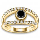 1.52 ctw 14k YG AAA Black, Accent G-H Color, I1 Clarity Diamonds Engagement Rings