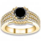 0.92 ctw 14k YG AAA Black, Accent G-H Color, I1 Clarity Diamonds Engagement Rings