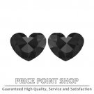 3.33 ctw, 8.47 x 7.79 mm, Black, AAA-AAA Quality, Heart Rose Shape Diamonds Pair