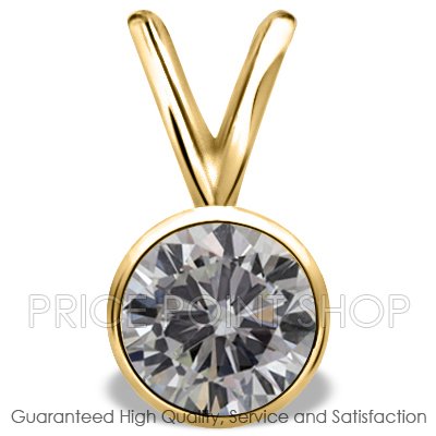 0.75 ctw Yellow Gold Bezel Setting G-H Color I-1 Clarity Certified Solitaire Diamond Pendants
