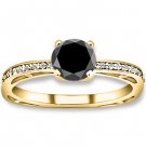 0.62 ctw 14k YG AAA Black, Accent G-H Color, I1 Clarity Diamonds Engagement Rings