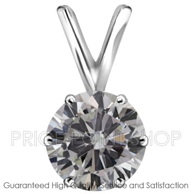0.75 ctw White Gold 6 Prong Basket H-I Color SI Clarity Certified Solitaire Round Diamonds Pendants