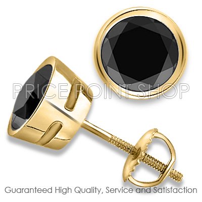 0.25 ctw Bezel Screw Post AAA Quality Round Diamonds Black Certified Studs Earrings