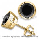 0.25 ctw Bezel Screw Post AAA Quality Round Diamonds Black Certified Studs Earrings