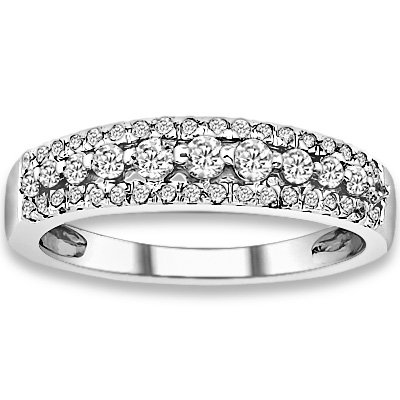 0.43 ctw 14k White Gold G-H Color I1 Clarity Natural Round Diamonds Wedding Bands