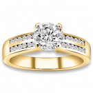 0.74 ctw 14k YG Natural H-I Color, SI Clarity, Accent Diamonds Engagement Rings
