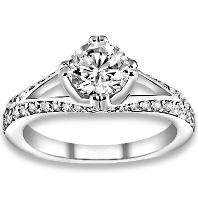 0.80 ctw 14k WG Natural G-H Color, I1 Clarity, Accent Diamonds Engagement Rings
