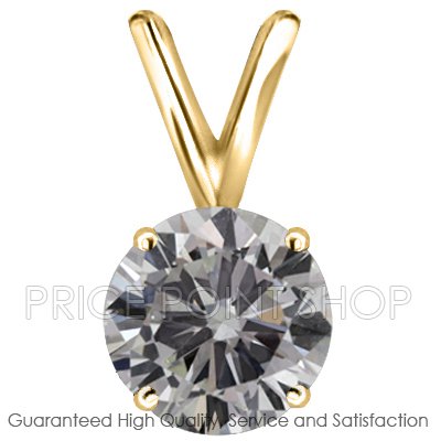 0.75 ctw Yellow Gold 4 Prong Basket H-I Color SI Clarity Certified Solitaire Diamonds Pendants