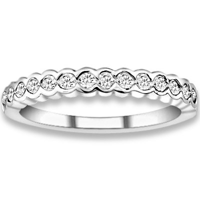 0.38 ctw 14k White Gold H-I Color SI2-SI3 Clarity Natural Round Diamonds Wedding Bands