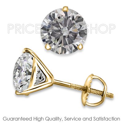 1.50 ctw Back G - H Color, I1 Clarity Round Brilliant Certified Diamonds Studs Earrings
