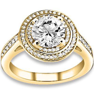 0.87 ctw 14k YG Natural G-H Color, I1 Clarity, Accent Diamonds Engagement Rings