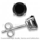 0.50 ctw 4.00 mm Round Black CZ 925 Sterling Silver White Rhodium Basket Studs Earrings