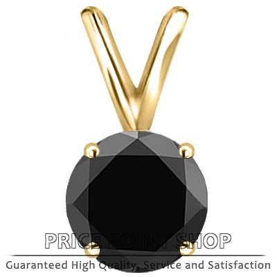 1.00 ctw 14k Yellow Gold 4 Prong Basket A Certified Black Solitaire Diamonds Pendants