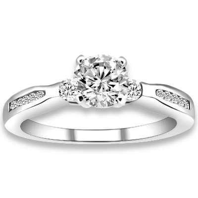 0.70 ctw 14k WG Natural I-J Color, VS - SI Clarity, Accent Diamonds Engagement Rings