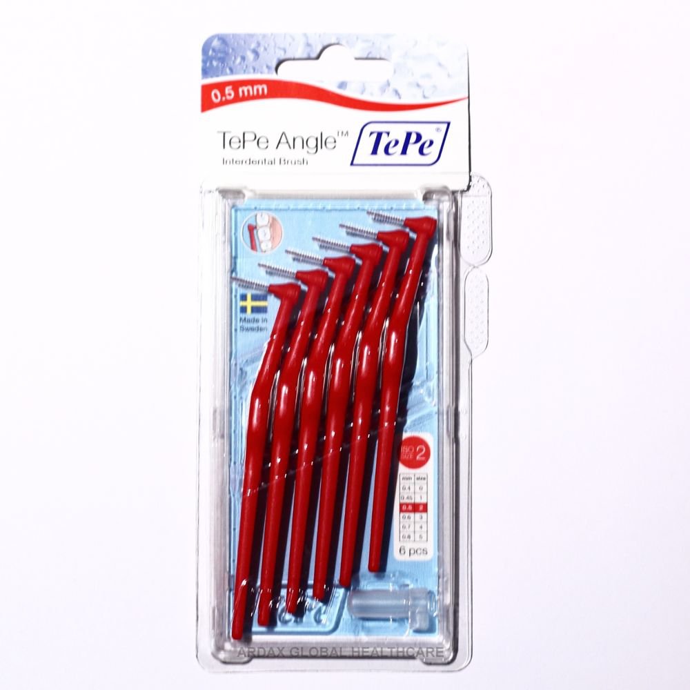 TePe TE-PE ANGLE RED INTERDENTAL BRUSH ISO SIZE 2, 0.5MM X 6 PCS ...