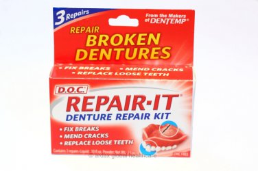 DENTURE REPAIR KIT DENTEMP D.O.C. X 3 REPAIRS PER PACK