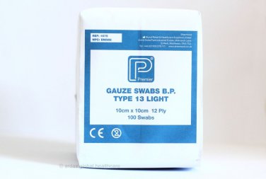 GAUZE SWABS WOVEN CE QUALITY FIRST AID  10 X10CM, ONE PACK OF 1X100, 12PLY