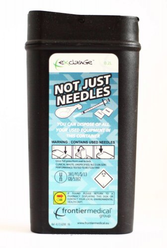 SHARPS BIN/BOX 0.20 L ULTRA COMPACT SMALL TRAVEL BLACK