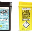 SHARPS BIN/BOX 0.20 L X 2 TRAVEL SIZE. BLACK + YELLOW