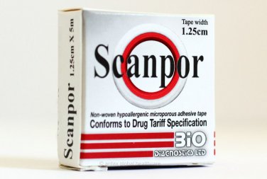 Scanpor Brand Microporous Skin Friendly Hypoallergenic Surgical Tape 1.25cm X 5m