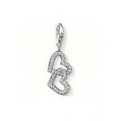 Double Hearts Charm Pendant Dangle fits European Charm Bracelet Story Living Locket Lobster Clasp