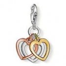 Triple Hearts Charm Pendant Dangle fits European Charm Bracelet Story Locket Lobster Clasp