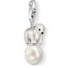 Polar Bear Pearl Charm Pendant Dangle fits European Charm Bracelet Story Locket Lobster Clasp