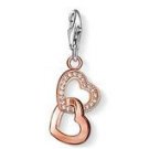 Double Hearts Charm Pendant Dangle fits European Charm Bracelet Story Locket Lobster Clasp