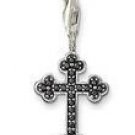 Black Cross Charm Pendant Dangle fits European Charm Bracelet Story Locket Lobster Clasp