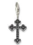 Black Cross Charm Pendant Dangle fits European Charm Bracelet Story Locket Lobster Clasp