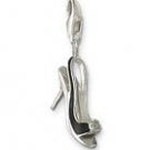 Black High Heel Shoe Charm Pendant Dangle fits European Charm Bracelet Story Locket Lobster Clasp
