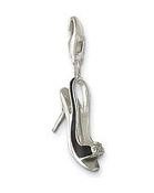 Black High Heel Shoe Charm Pendant Dangle fits European Charm Bracelet Story Locket Lobster Clasp