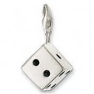 Dice Charm Pendant Dangle fits European Charm Bracelet Story Locket Lobster Clasp