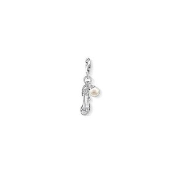 Sandal Pearl Charm Pendant Dangle fits European Charm Bracelet Story Locket Lobster Clasp