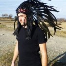 Black Feather Headdress with Dark Green