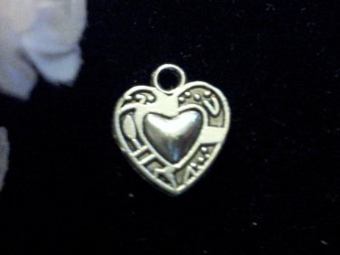 12pcs Tibetan Silver Printed Heart Charm