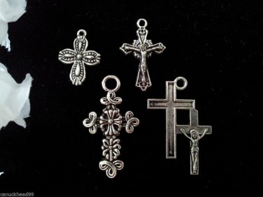 12pcs Tibetan Silver Metal Alloy Charm Charms Pendant Mixed Crosses 1