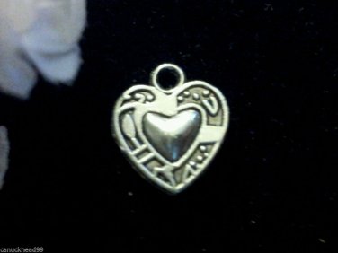 12pcs Tibetan Silver Metal Alloy Charm Charms Printed Heart 15x13mm