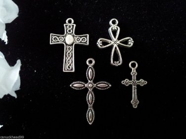 12pcs Tibetan Silver Metal Alloy Charm Charms Pendant Mixed Crosses 2