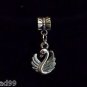 1pc Silver Tone Charm Dangle Spacer Large Hole Bead European Bracelet Swan Bird