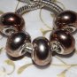 10pcs Acrylic Silver Buckle Core European Charm Beads Red Orange Metallic