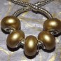 10pcs Acrylic Silver Buckle Core European Charm Beads Bracelet Solid Gold Color