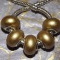 10pcs Acrylic Silver Buckle Core European Charm Beads Bracelet Solid Gold Color