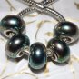 10pcs Acrylic Silver Buckle Core European Charm Beads Green Blue Metallic