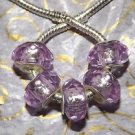 10pcs Acrylic Silver Buckle Core European Faceted Charm Beads 14mm Light Purple
