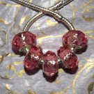 10pcs Acrylic Silver Buckle Core European Faceted Charm Beads 14mm Rose Pink