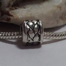 1pc Tibetan Silver Weave Printed Tube Spacer Large Hole European Bead Charm