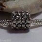 1pc Tibetan Silver Flower Printed Tube Spacer Large Hole European Bead Charm