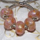 10pcs Acrylic Silver Buckle Core European Charm Beads Transparent Pink Orange